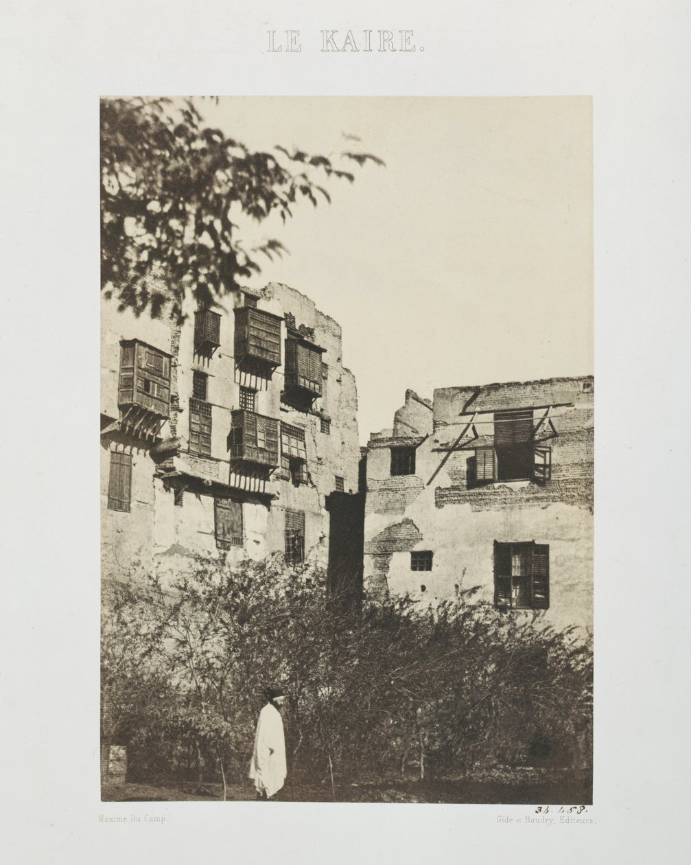 Hus og hage i det franske kvarteret, Egypt, 1850 (saltpapirtrykk fra vokspapirnegativ) av Maxime Du Camp