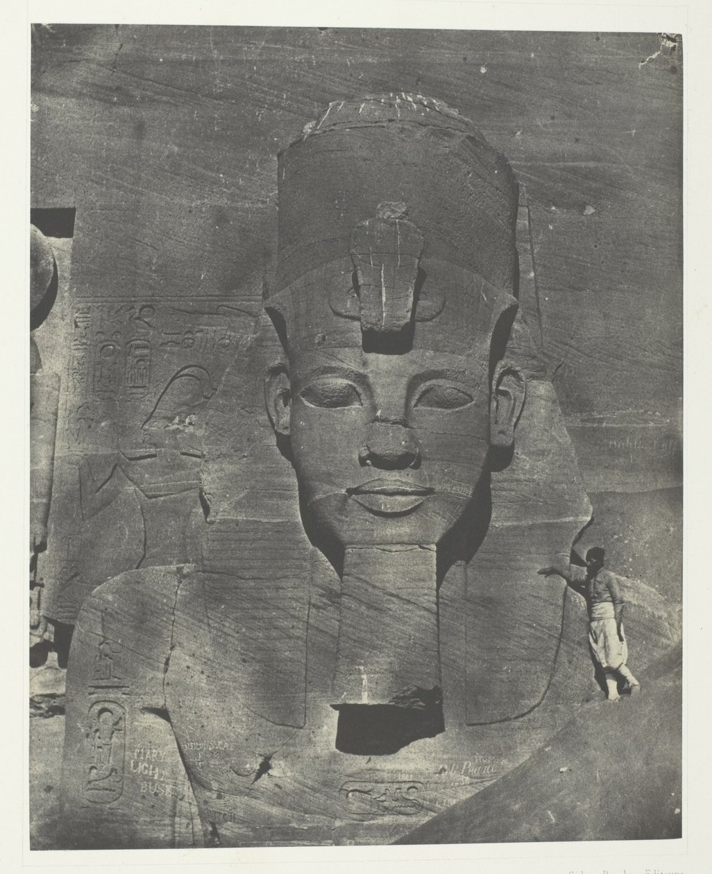 Ibsamboul, Medial (begravd) koloss av Speos av Phre Nubia, Palestina og Syria, plate 106 fra albumet quot;Egypt, Nubia, Palestina og Syriaquot; (1852) av Maxime Du Camp