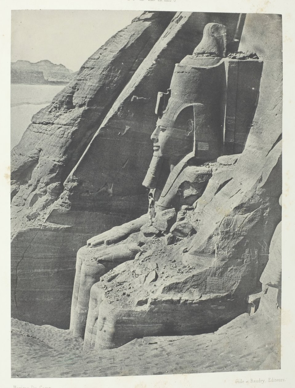 Ibsamboul, Oriental Colossus Of Spéos De Phrè, Seen In Profile, Nubia, 184951, trykt 1852. av Maxime Du Camp