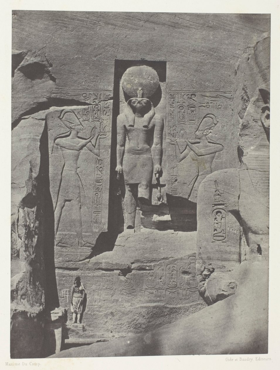 Ibsamboul, Skulpturer av inngangen til Speos av Phre, Nubia, plate 105 fra albumet quot;Egypt, Nubia, Palestina og Syriaquot; (1852) av Maxime Du Camp