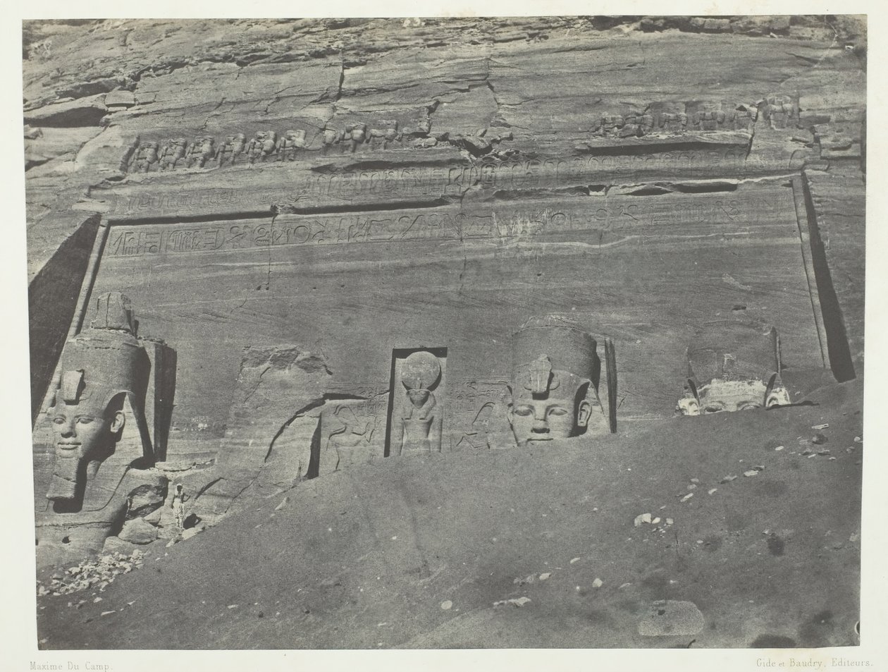 Ibsamboul, General View Of The Great Spéos of Phrè, Nubia, 184951, trykt 1852. av Maxime Du Camp