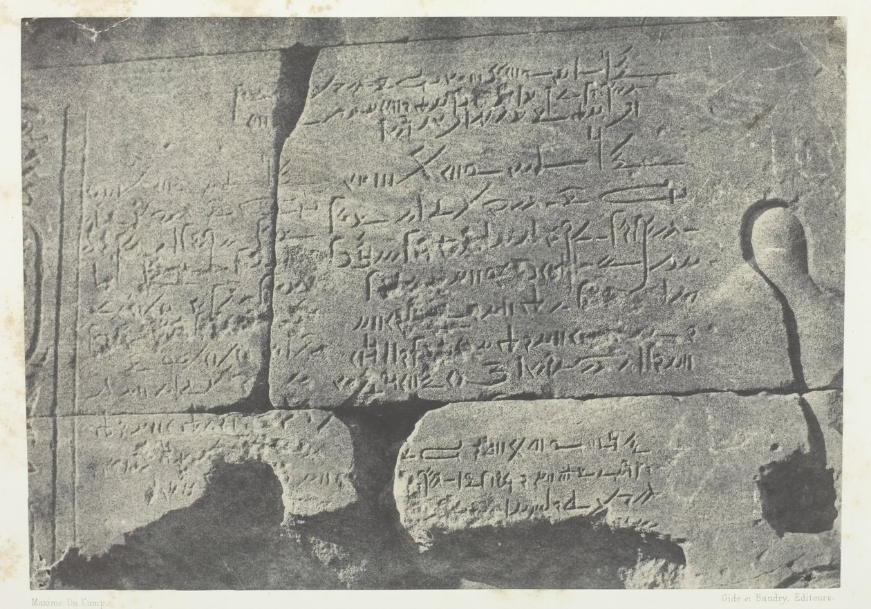Demotisk inskripsjon, Great Temple of Isis i Philoe, Nubia, 184951, trykt 1852. av Maxime Du Camp
