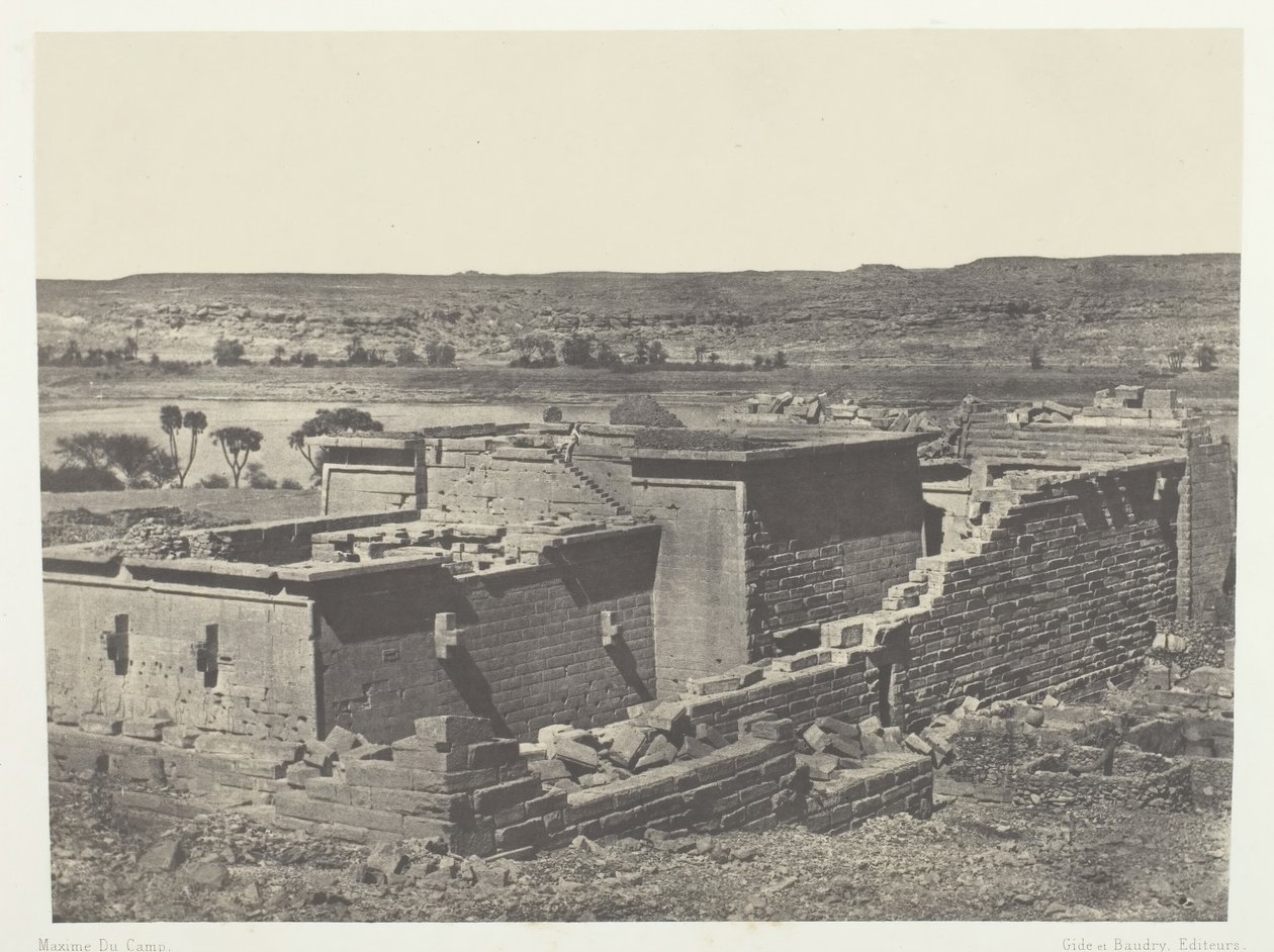 Kalabscheh, generell utsikt over tempelet til Kalabscheh Talmis, Nubia, 184951, trykt 1852. av Maxime Du Camp