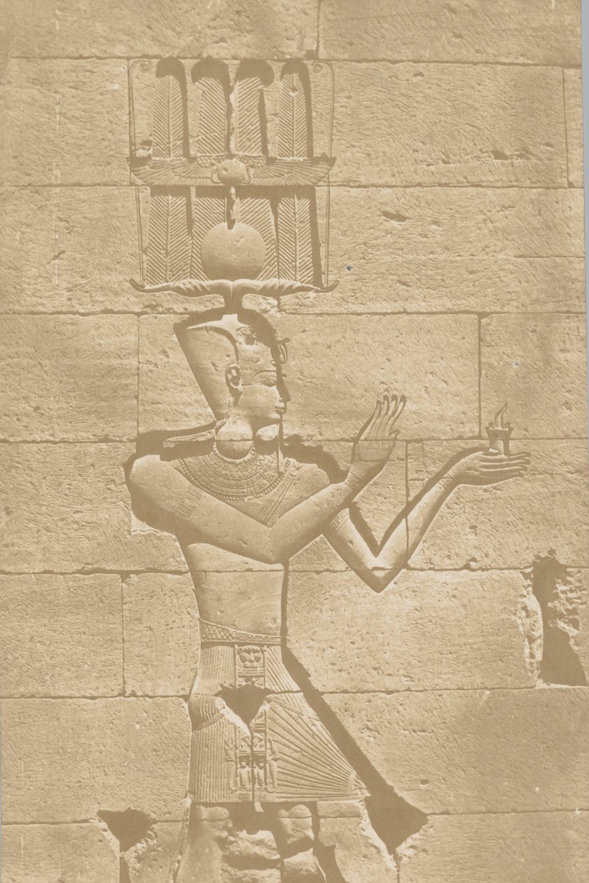 Kalabscheh, skulptur av bakfasaden til templet., 1849-51. av Maxime Du Camp