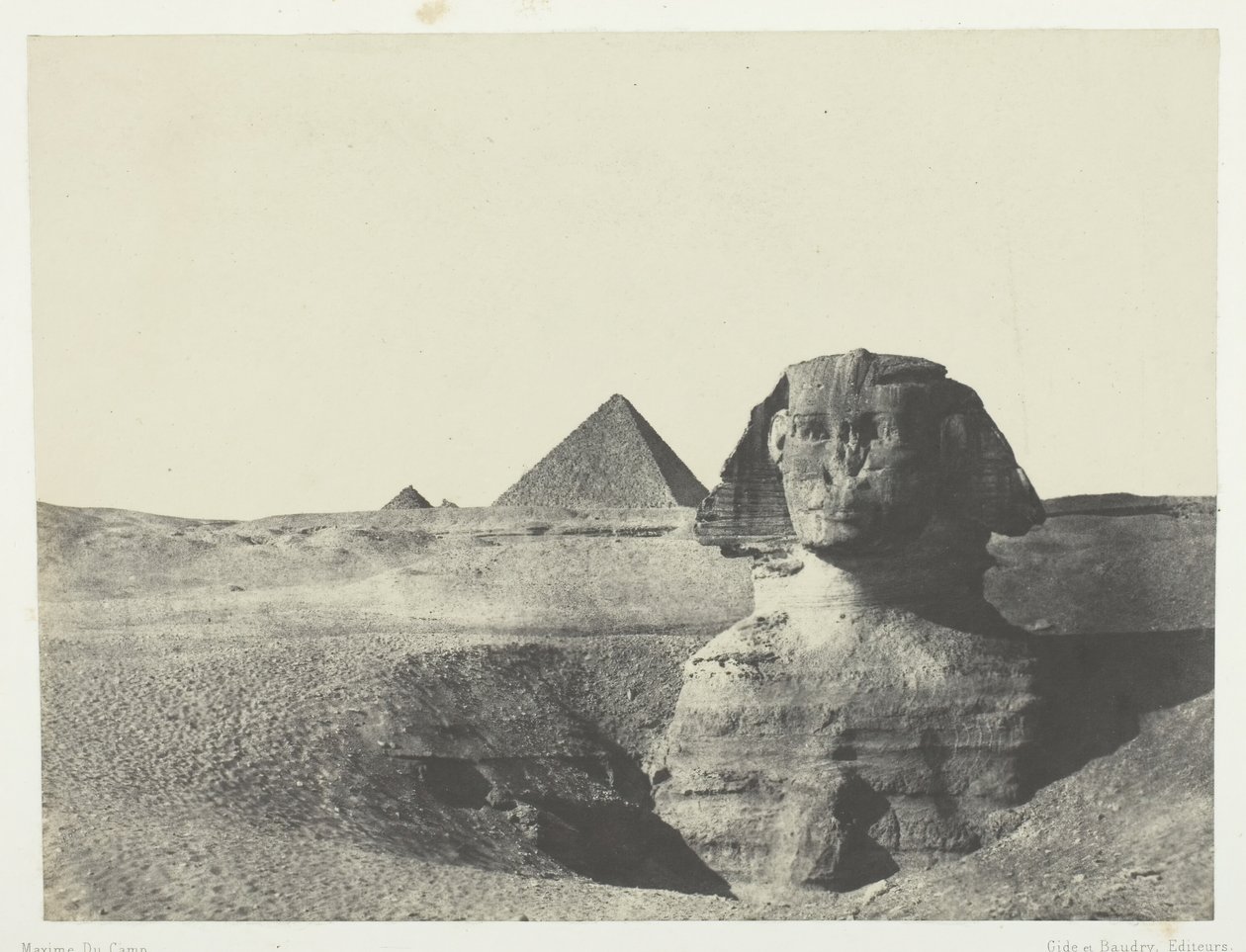 Sphynxen sett fra forsiden, Midt-Egypt, 184951, trykt 1852. av Maxime Du Camp