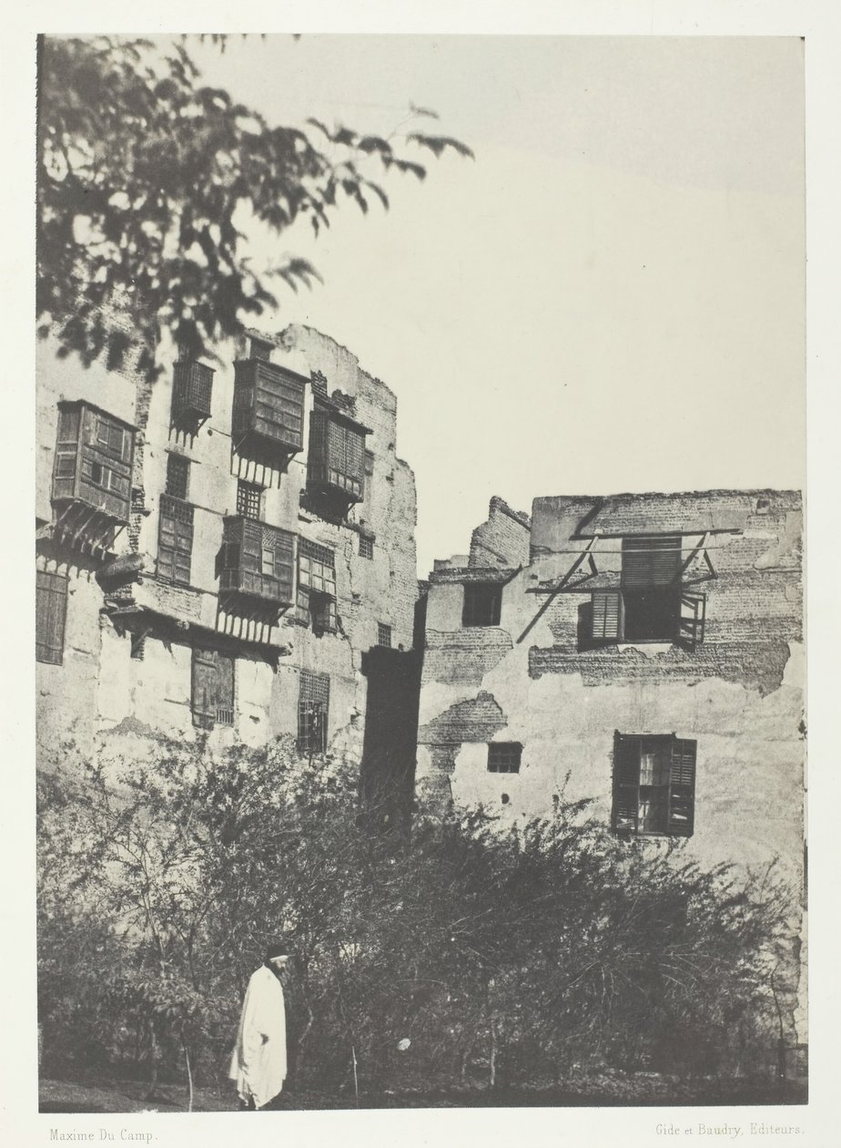 Hus og hage i Frank-kvarteret, Le Kaire, 184951, trykt 1852. av Maxime Du Camp