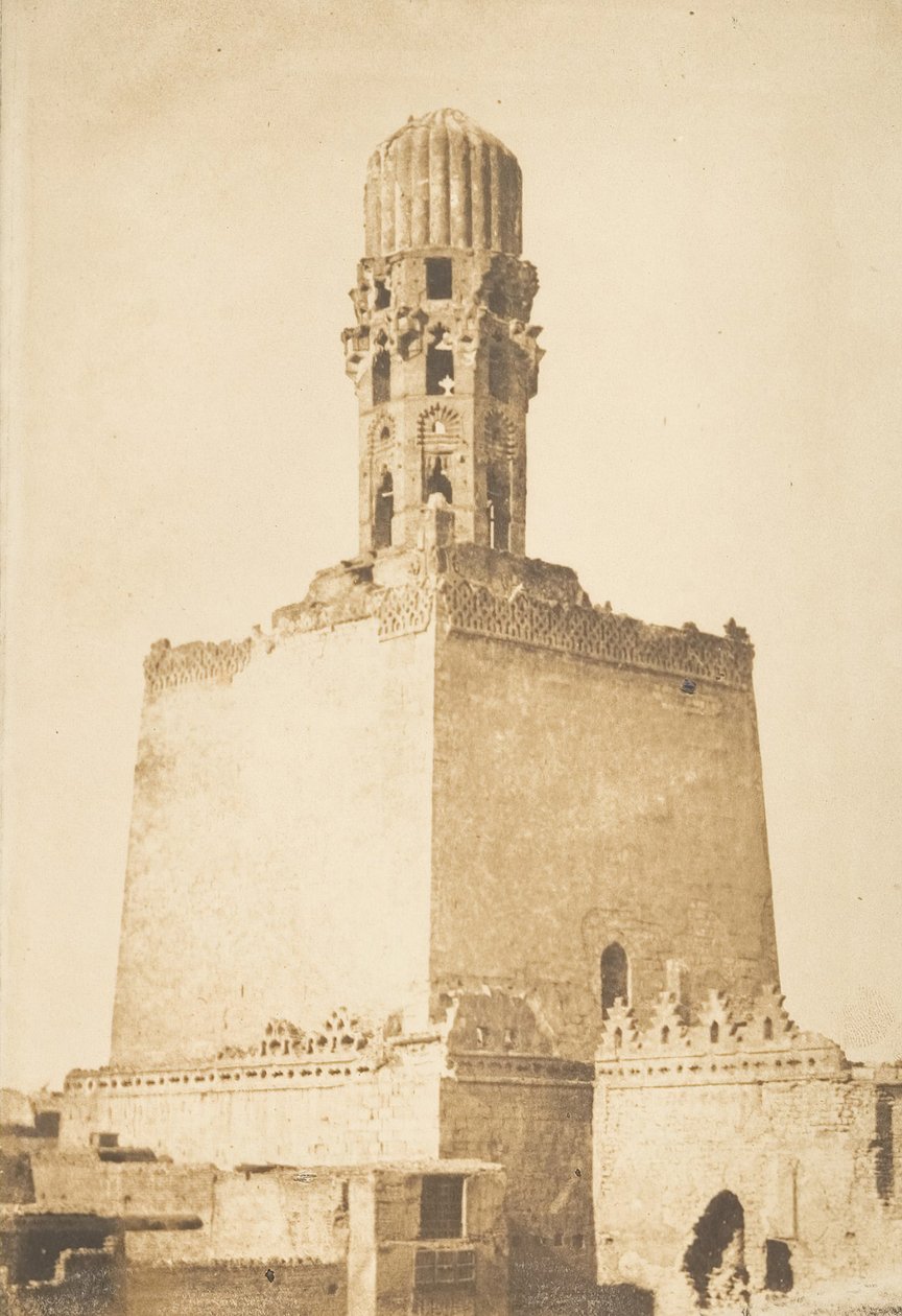 Vestlige minaret av moskeen til kalifen Hakem, Kairo, 9. januar 1850. av Maxime Du Camp