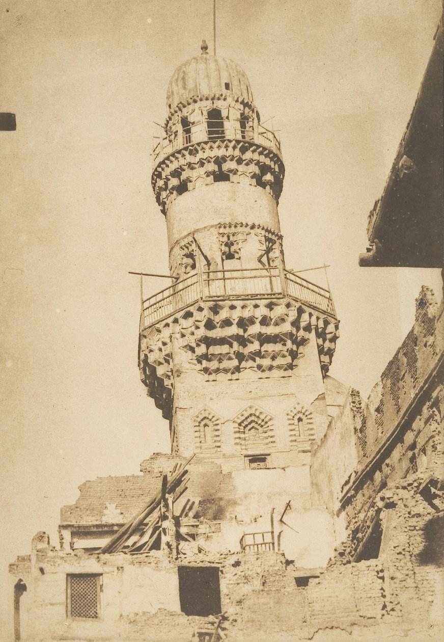 Skjevede minaret i Bibars-moskeen, Kairo, desember 1849-januar 1850. av Maxime Du Camp