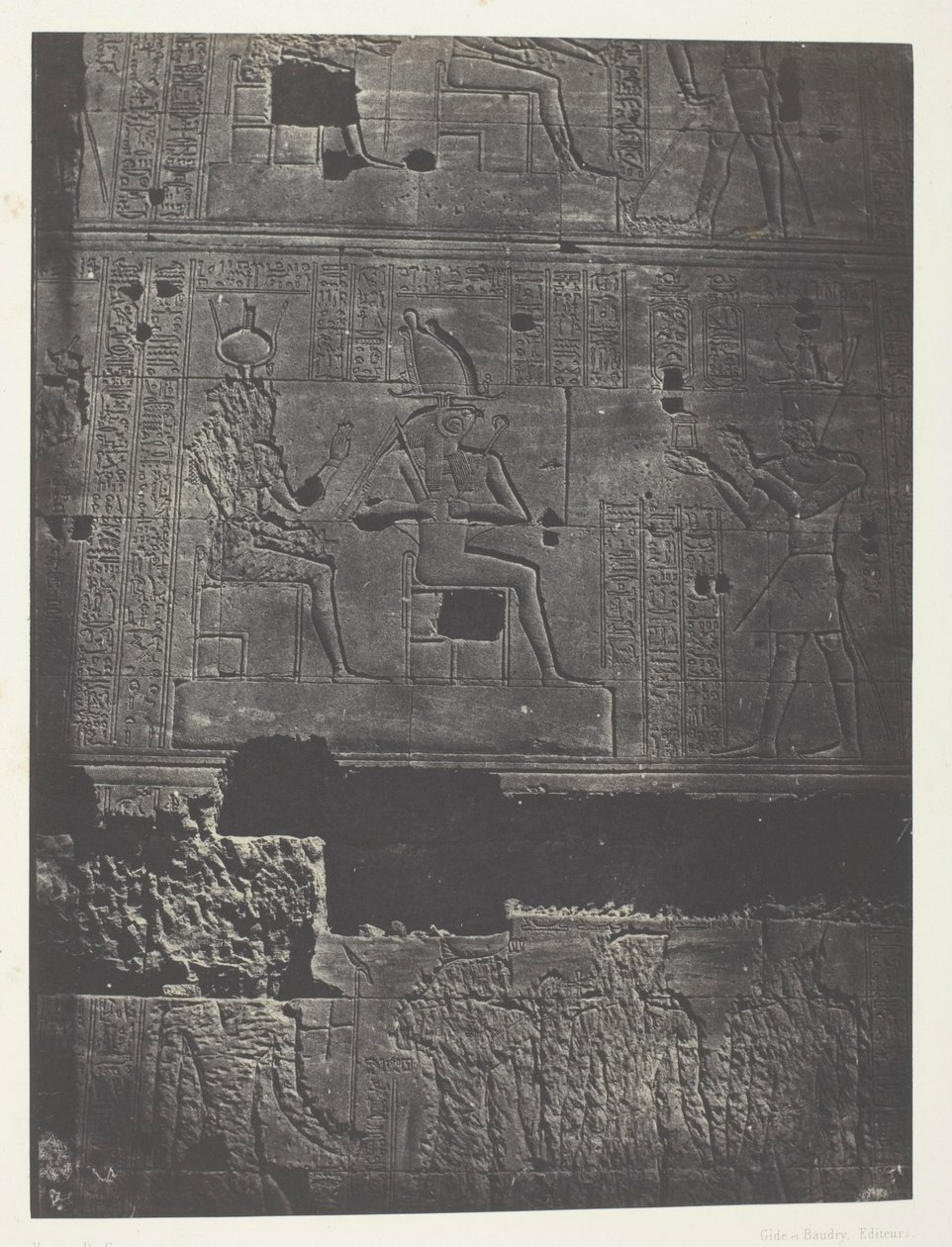 Vestmuren, Isis#39; store tempel i Philoe; Nubia, plate 78 fra albumet «Egypt, Nubia, Palestina og Syria» (1852) av Maxime Du Camp