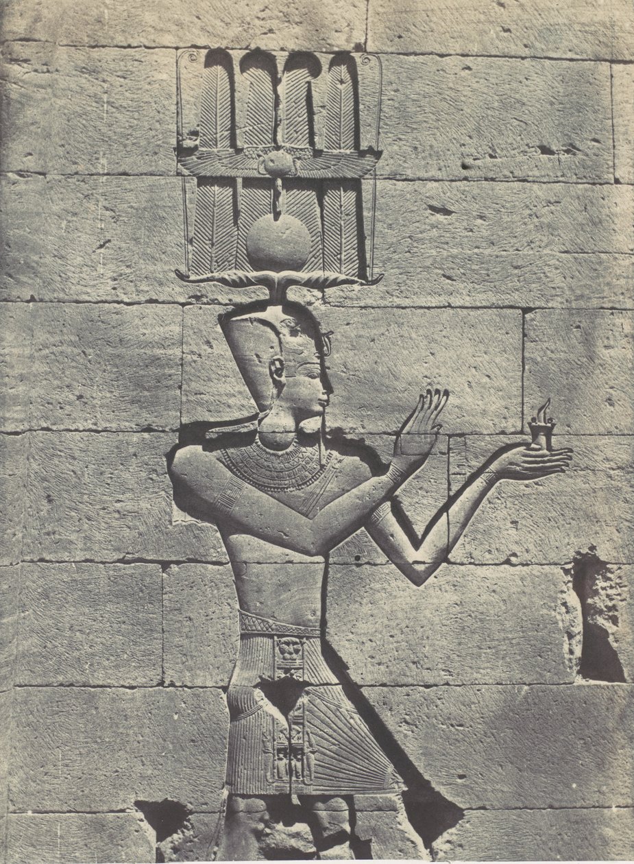 Nubia. Kalabscheh. Skulpturer fra bakfasaden til tempelet, 1850. av Maxime Du Camp