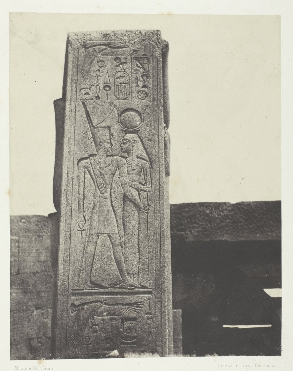 Karnak-palasset, søyle foran granittreservatet; Theben av Maxime Du Camp
