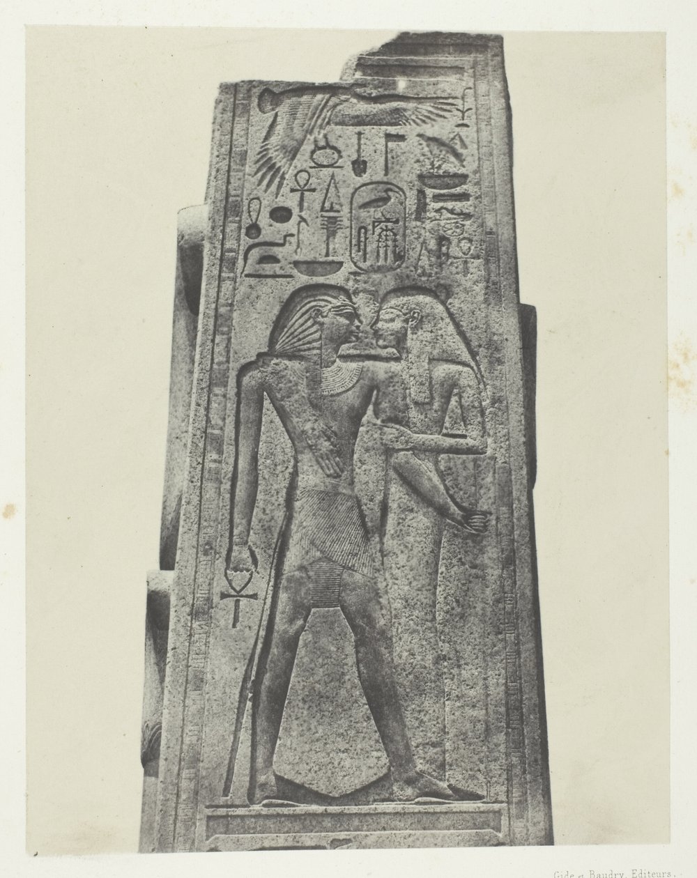 Karnak-palasset, søyle foran granittreservatet; Theben av Maxime Du Camp