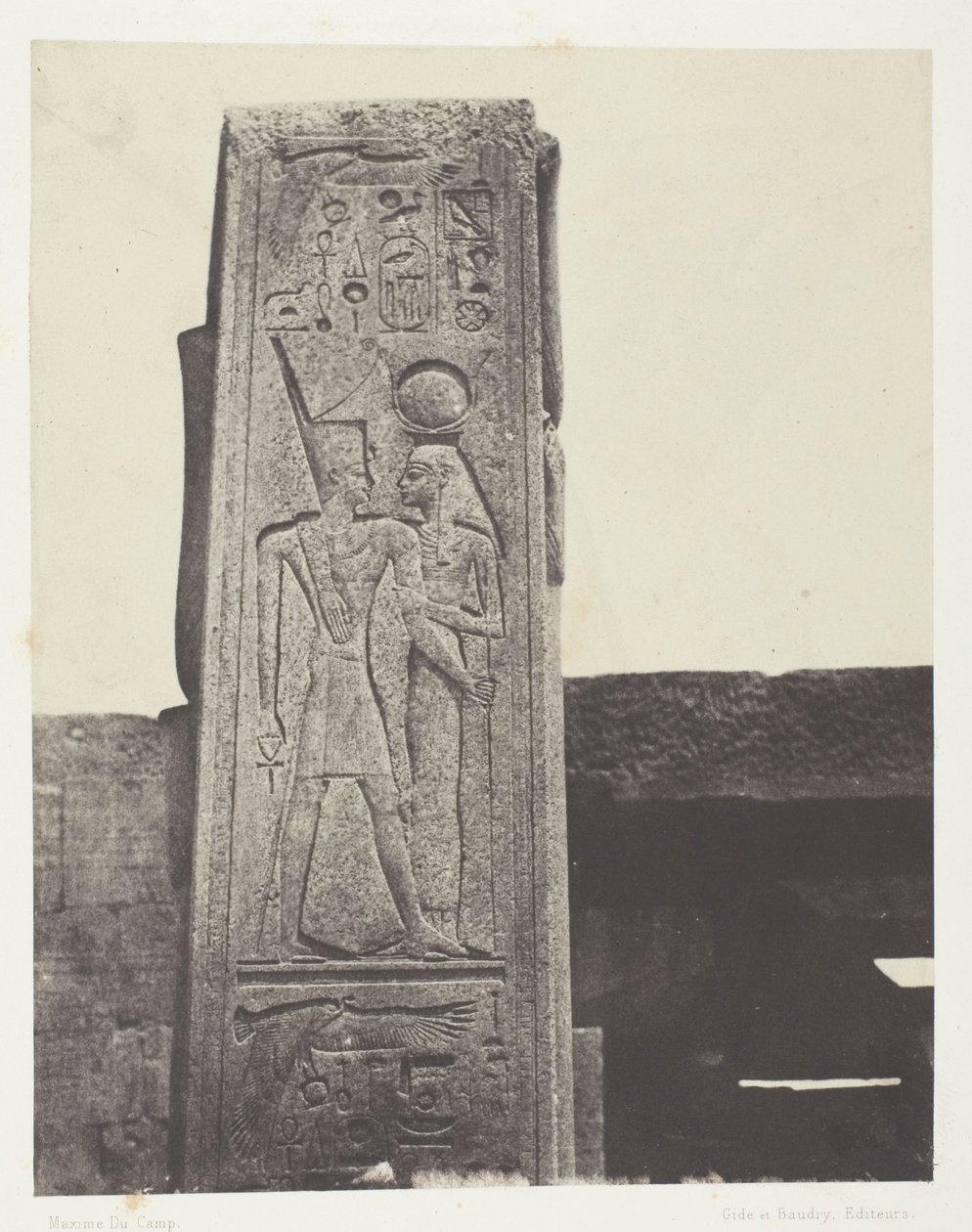 Karnak-palasset, søyle foran granittreservatet; Theben av Maxime Du Camp