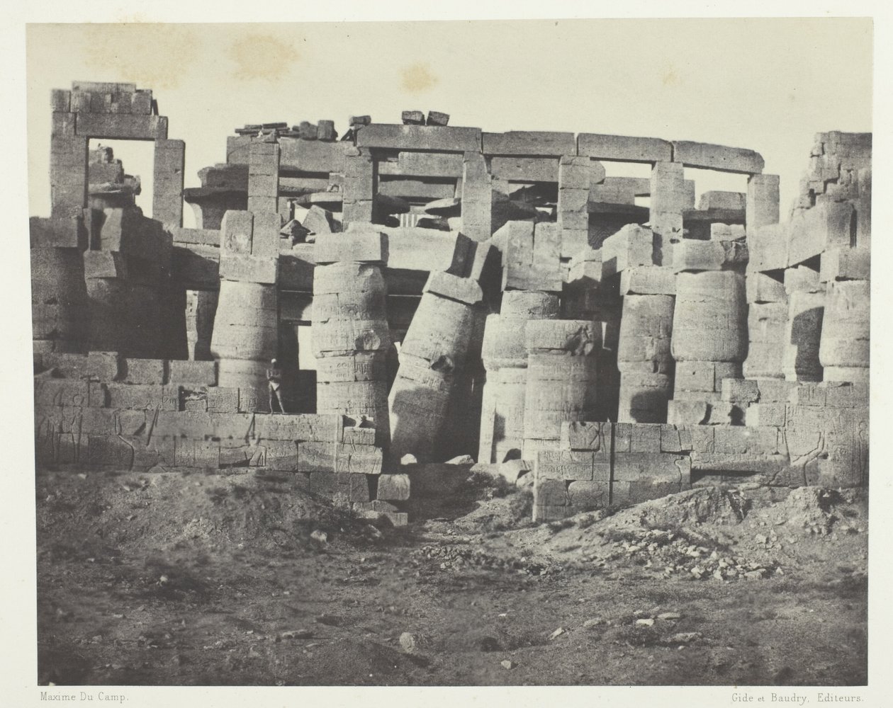 Karnak Palace, Hypostyle Hall tatt mot nord; Theben av Maxime Du Camp
