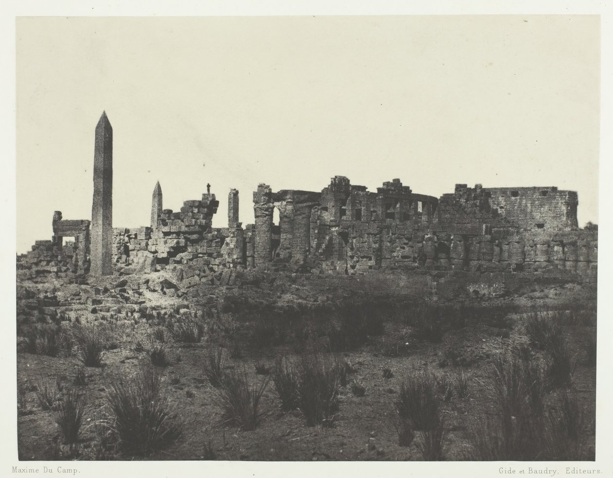 Karnak-palasset, generell utsikt over ruinene, tatt mot nord, Theben, 184951, trykt 1852. av Maxime Du Camp