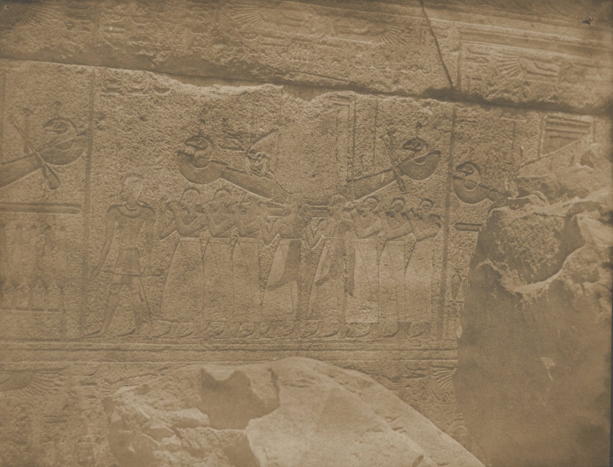 Karnak-palasset, utskjæringer av granittreservatet, 1849-51. av Maxime Du Camp