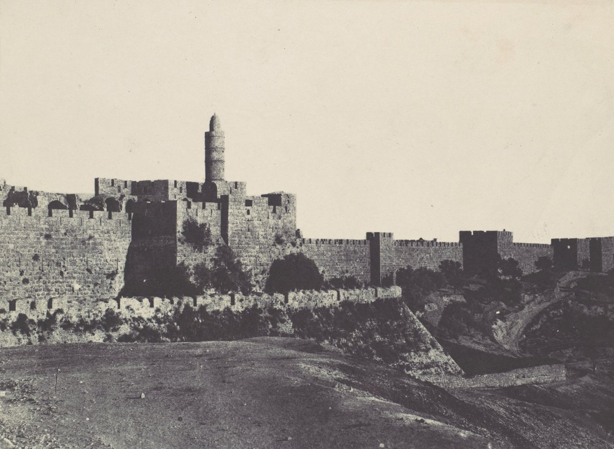 Palestina. Jerusalem. Den vestlige delen av murene, 1850. av Maxime Du Camp