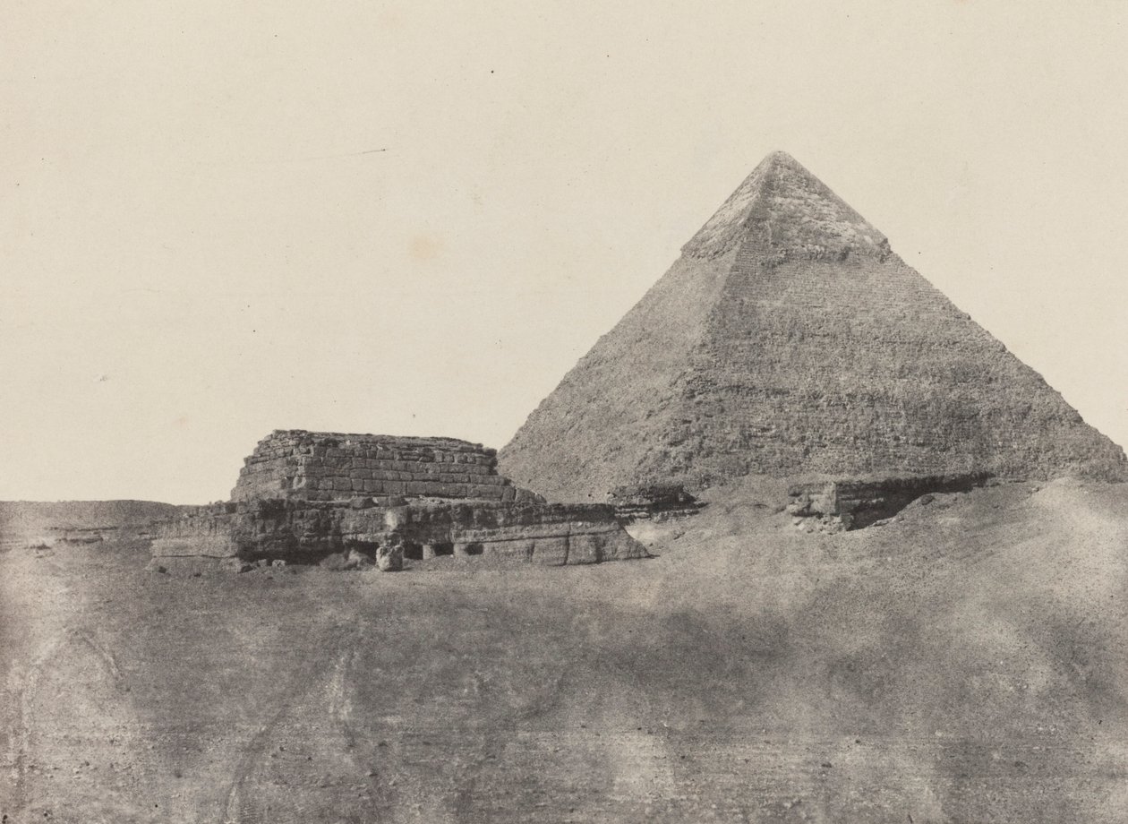Kefrenpyramiden, Midt-Egypt, plate 10 fra albumet «Egypt, Nubia, Palestina og Syria» (1852) av Maxime Du Camp