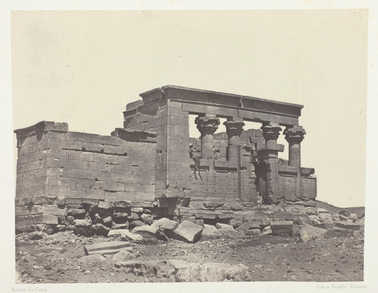 Debods tempel, Parembole fra Antoninernes reiserute; Nubia, plate 86 fra albumet «Egypt, Nubia, Palestina og Syria» (1852) av Maxime Du Camp