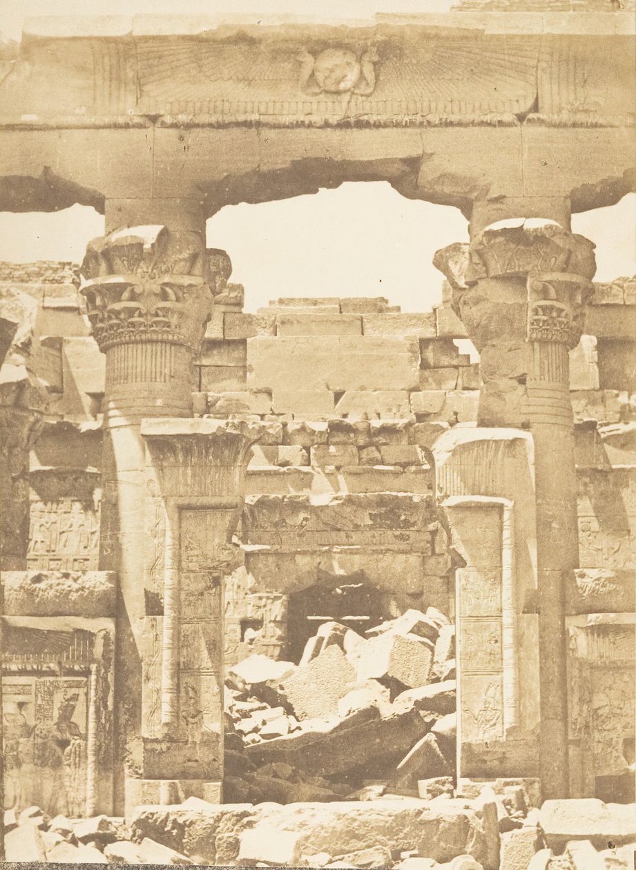 Temple of Kalabcheh - Mellom medial kolonne av Pronaos, 8. april 1850. av Maxime Du Camp
