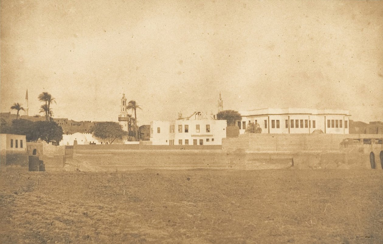 Utsikt over Syout - Pashas palass, 1850. av Maxime Du Camp