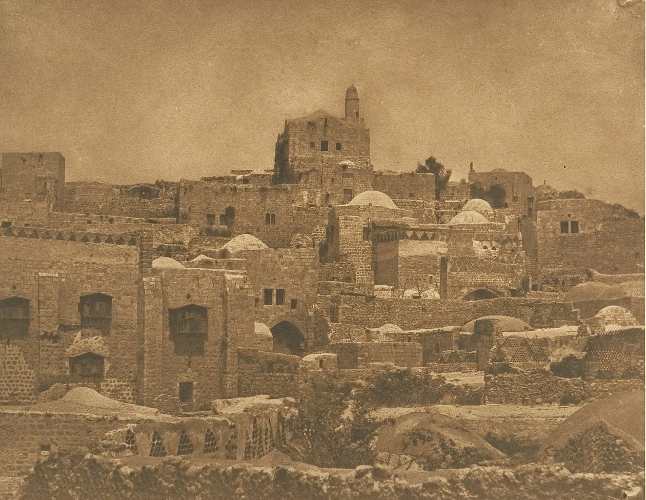 Utsikt over moskeen i El-Melouyeh og et nabolag i Jerusalem, august 1850. av Maxime Du Camp