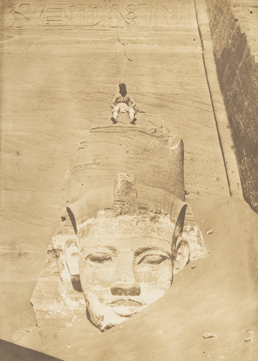 Den vestligste kolossen av Temple of Re, Abu Simbel, 1850. av Maxime Du Camp