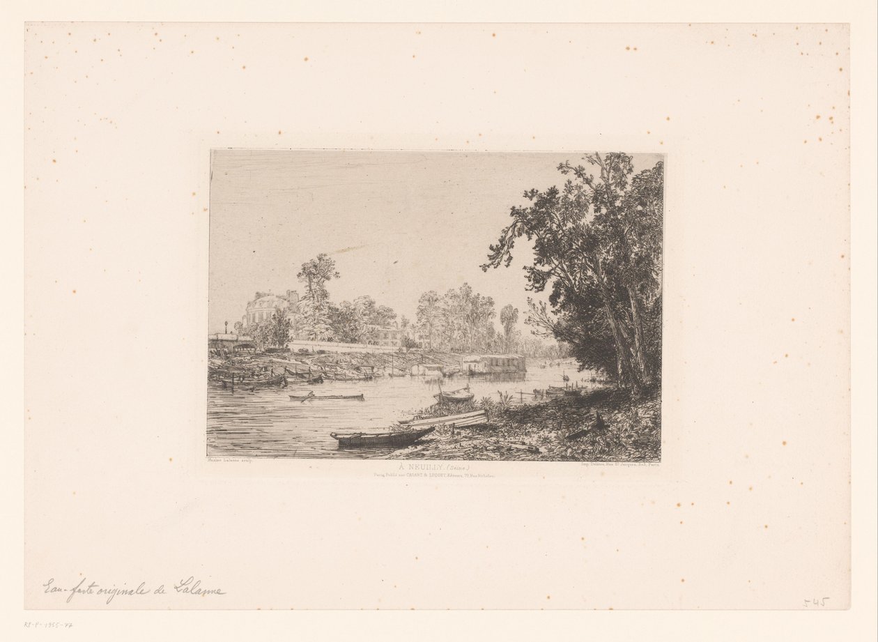 Utsikt over Seinen ved Neuilly À Neuilly (Seine) (tittel på objekt) av Maxime François Antoine Lalanne