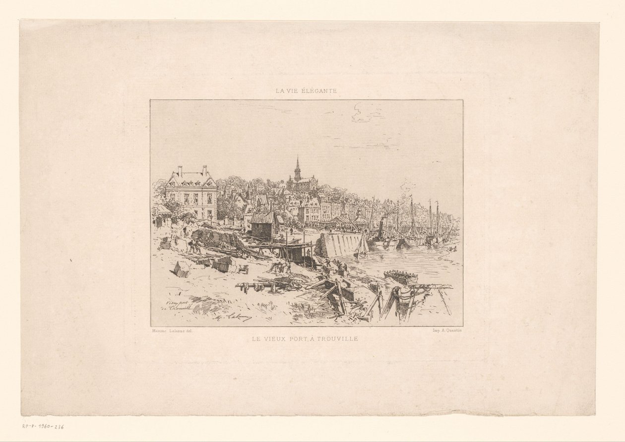 Utsikt over havnen i Trouville Den gamle havnen i Trouville (tittel på objekt) The Elegant Life (serietittel på objekt) av Maxime François Antoine Lalanne