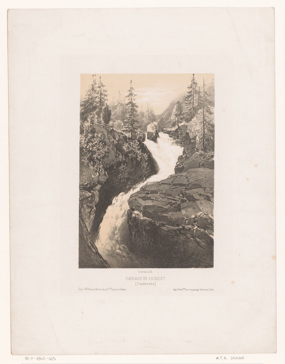 Utsikt over vannet i Cerisey nær Cauterets Cascade de Cerizet (Cauteretz) (tittel på objekt) av Maxime François Antoine Lalanne