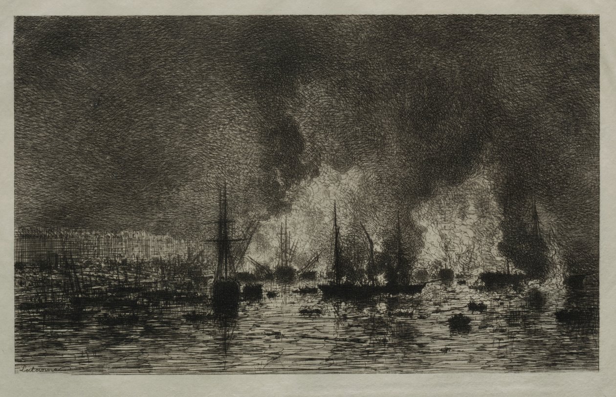 Brann i havnen i Bordeaux av Maxime Lalanne