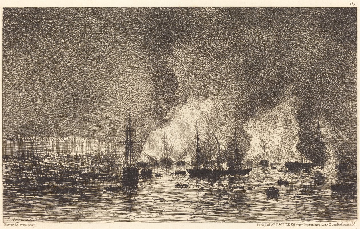 Brann i havnen i Bordeaux av Maxime Lalanne