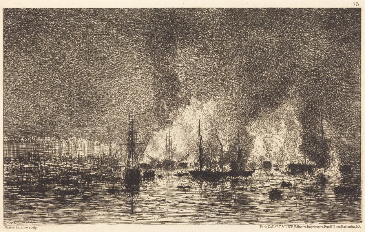 Brann i havnen i Bordeaux av Maxime Lalanne