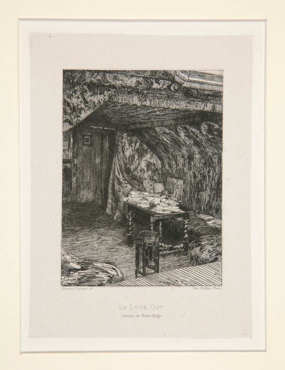Le look out, cabinet de Victor Hugo (Utkikksposten, Victor Hugos kontor), pl. 9 fra suiten Chez Victor Hugo (Victor Hugo av Maxime Lalanne