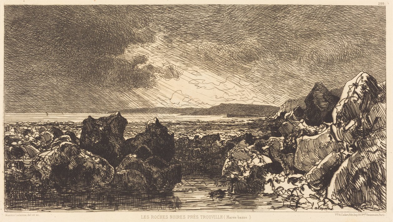 De svarte klippene nær Trouville (lavvann) av Maxime Lalanne