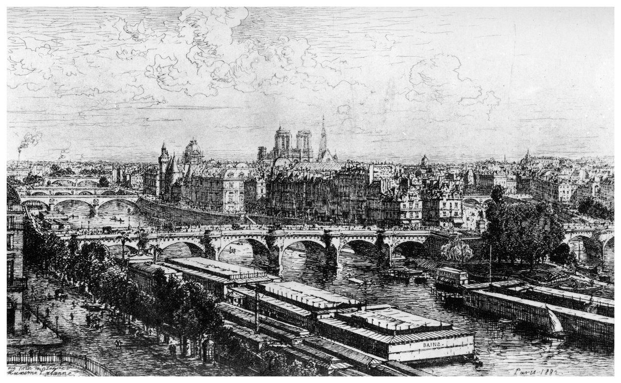 Paris hentet fra Louvre, c1850-1895 1924 av Maxime Lalanne