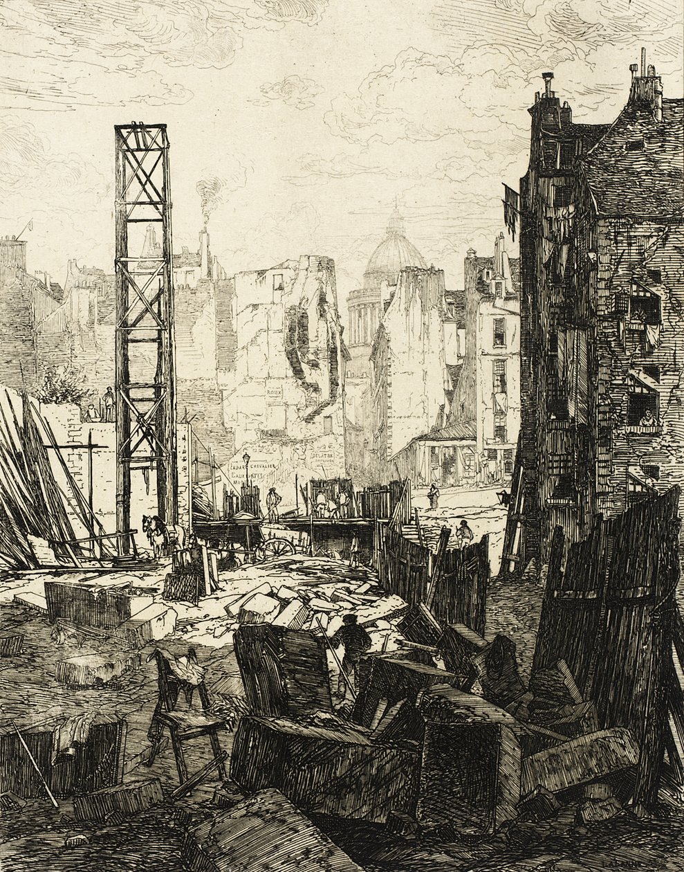 Anleggelsen av Boulevard Saint-Germain av Maxime Lalanne