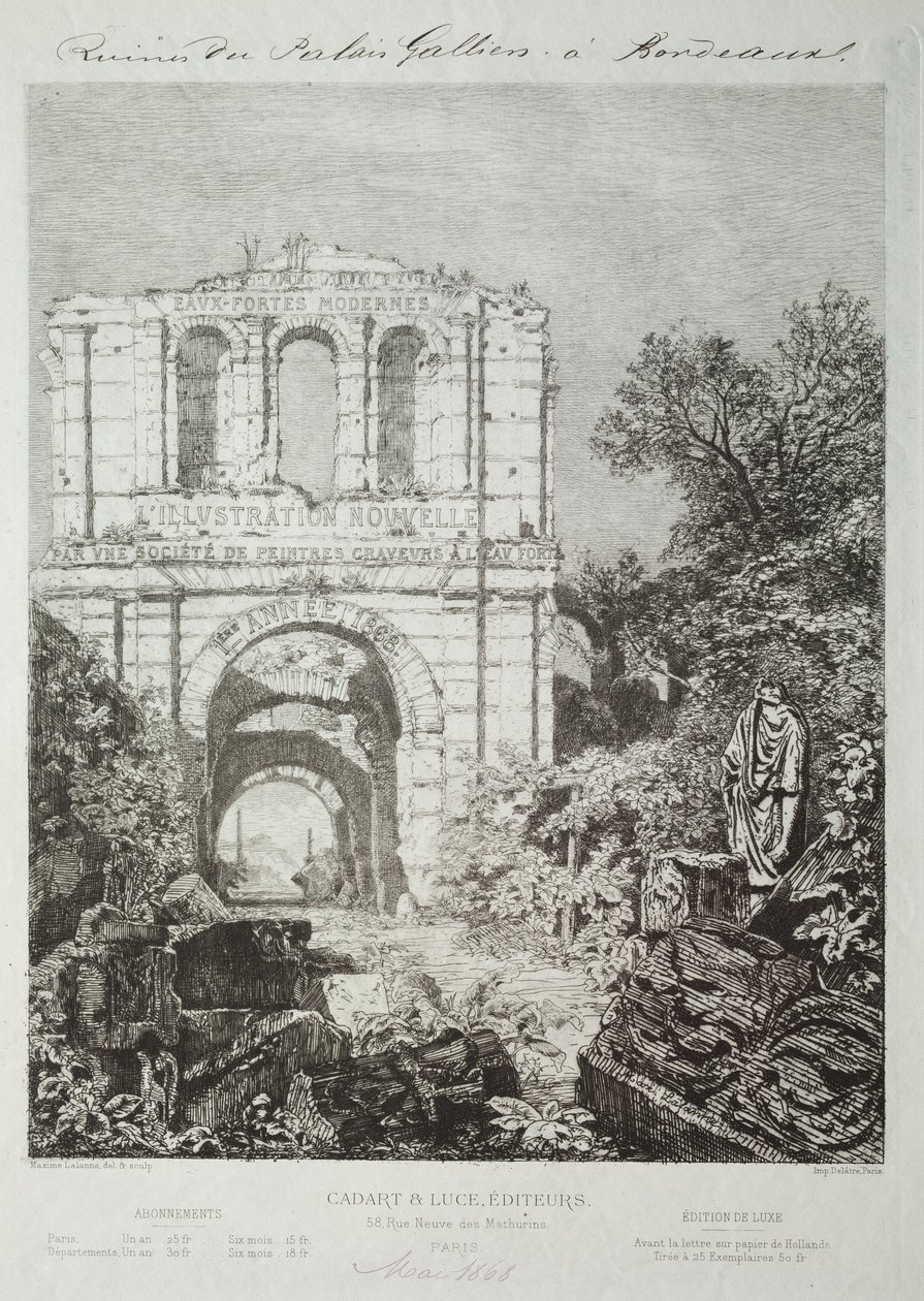 Ruinene av Gallien-palasset i Bordeaux, 1866-1868. av Maxime Lalanne