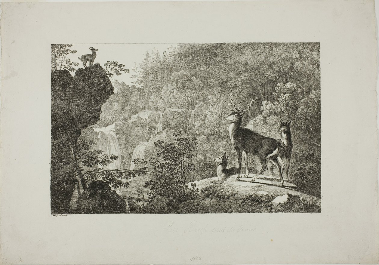 Hjorten og gemsene av Maximilian Josef Wagenbauer