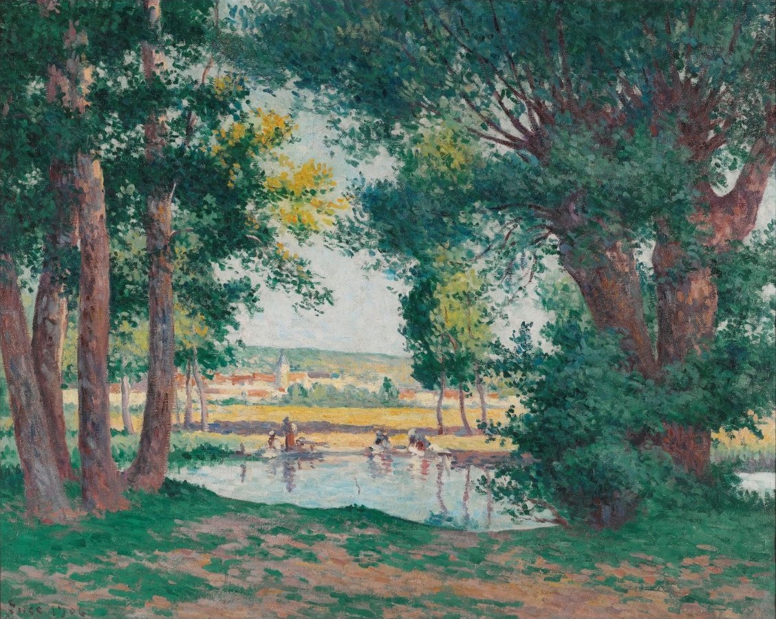 Bessy-Sur-Cure, Lavandieres ved sjøen av Maximilien Luce