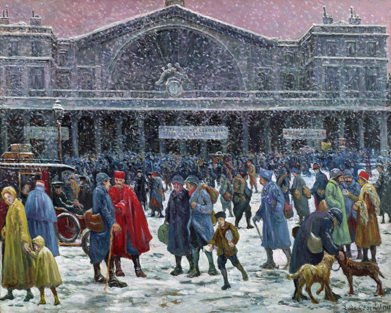 Gare de l'Est under snø, 1917 av Maximilien Luce