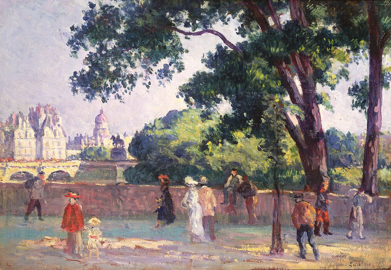 Quai de Institut og Place Dauphine sett fra Quai du Louvre, 1904 av Maximilien Luce