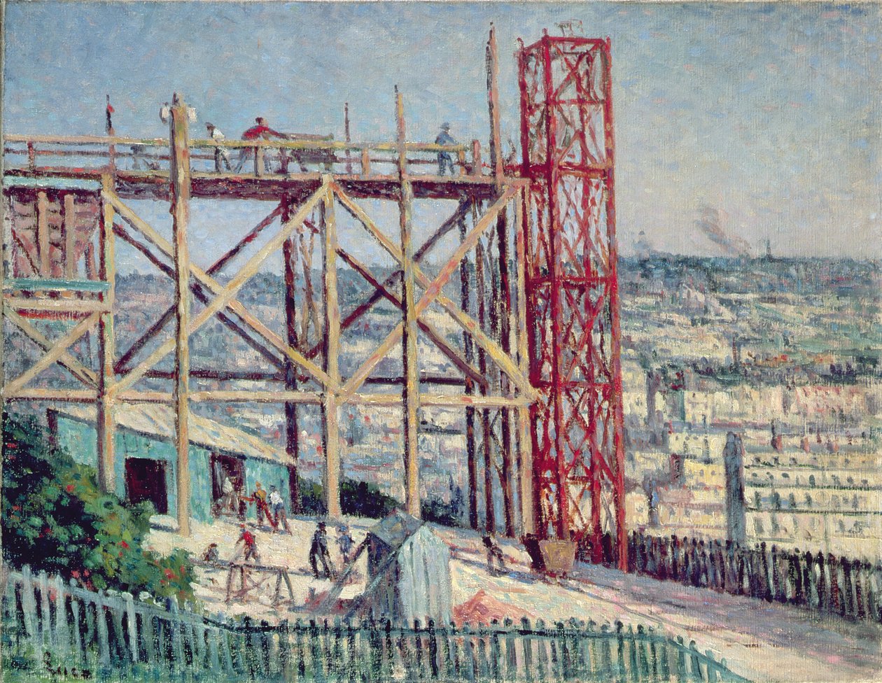 Byggingen av Sacre Coeur, ca. 1900 av Maximilien Luce