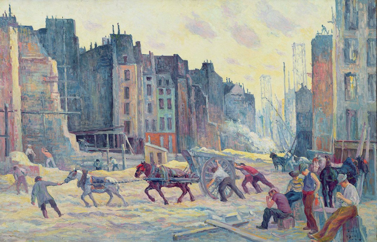 Arbeid i Rue Reaumur, 1906-08 av Maximilien Luce