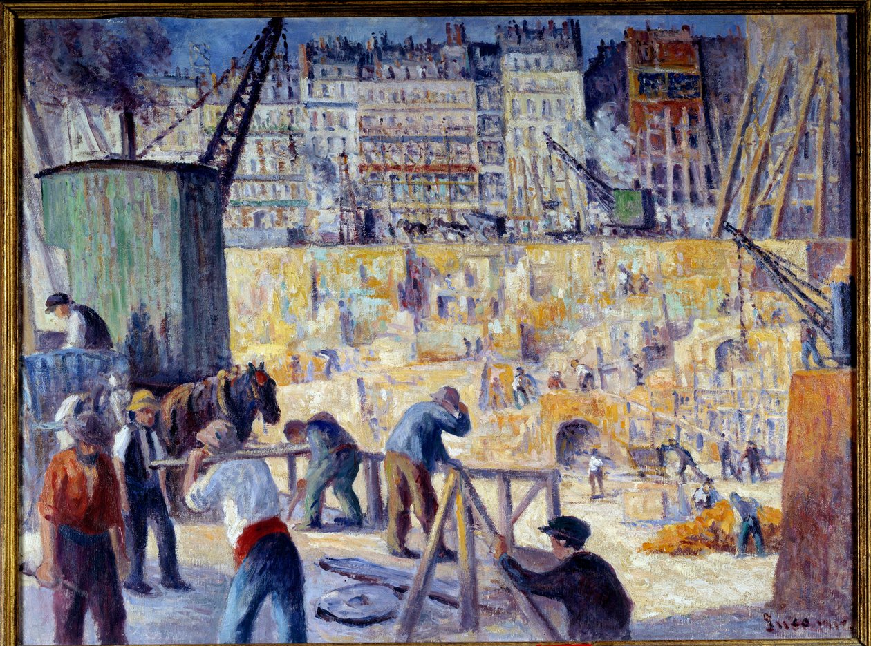 En byggeplass i Paris i 1912 Maleri av Maximilien Luce (1858-1941) 1912 Mål 0,6x0,81 m Rouen, Museum of Fine Arts av Maximilien Luce