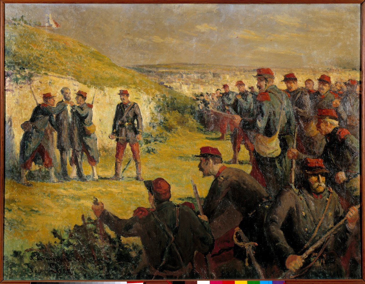 Kommune i Paris: "" Eugene Varlins død (1839-1871) skutt av Versailles 28.05.1871" Maleri av Maximilian Luce (1858-1941) Paris fra 1800-tallet. Fagforeningskammer for kunstarbeidere av Maximilien Luce