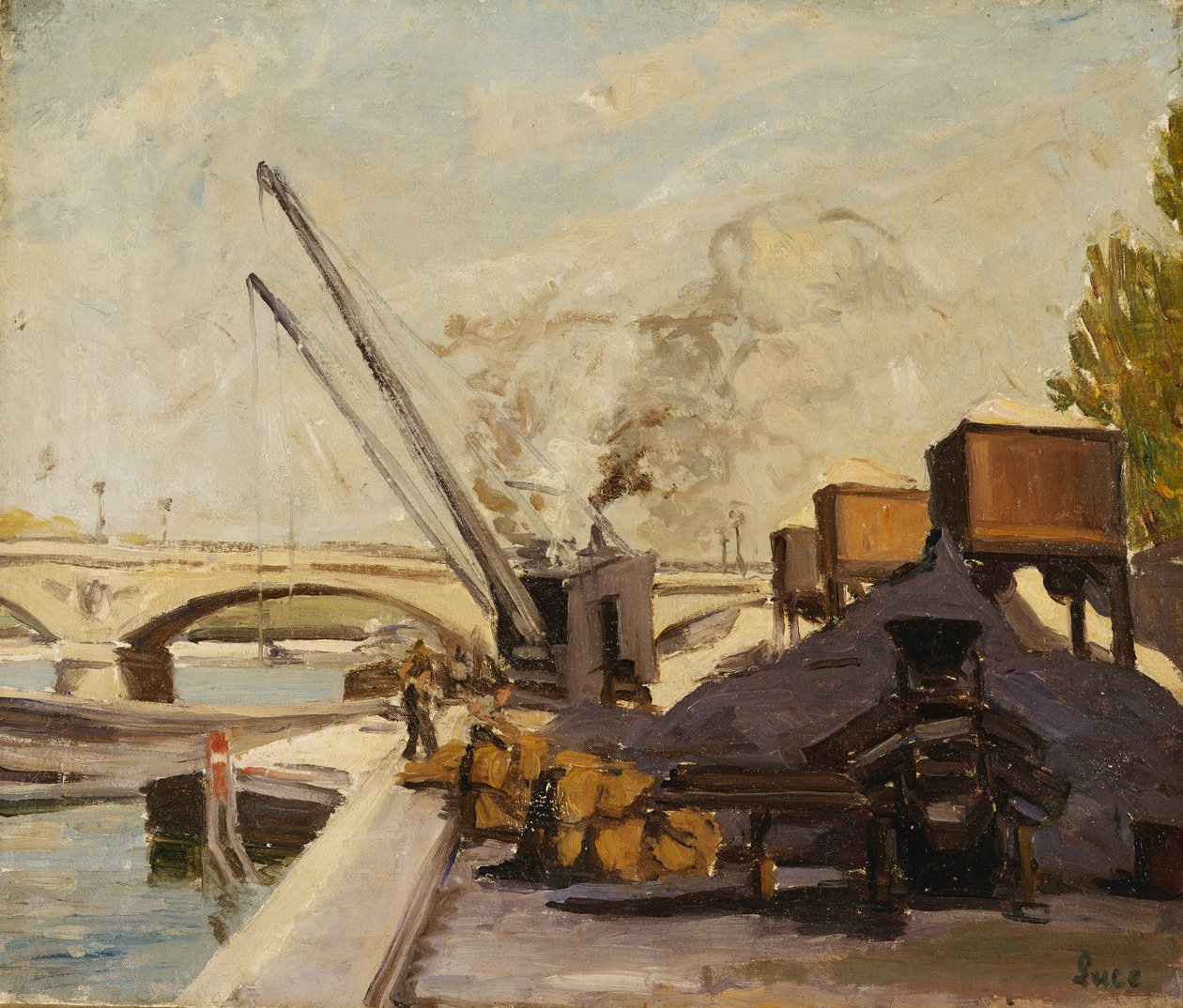 Traner på Seinen; Traner på Seinen, av Maximilien Luce