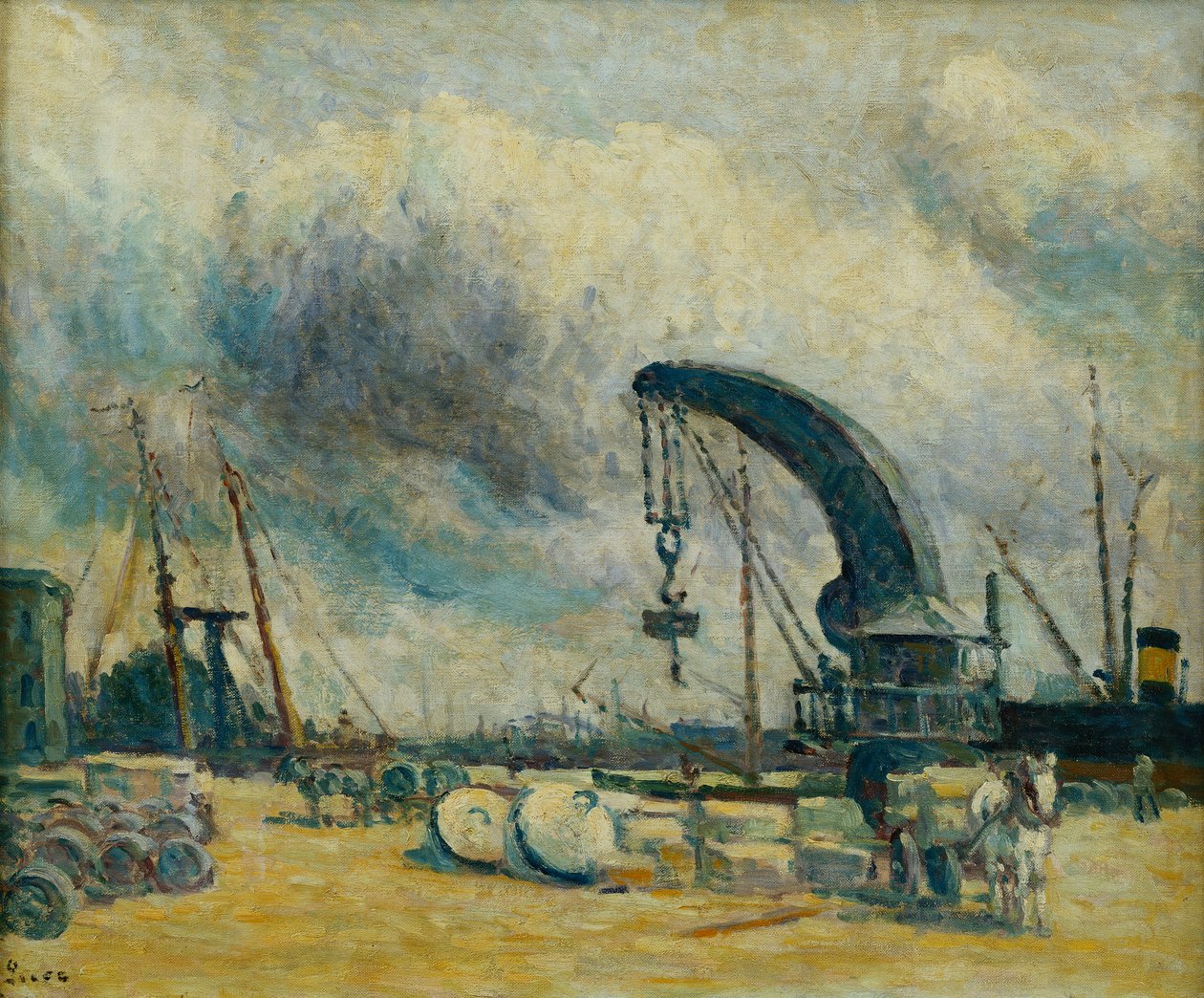 Havnen, kaien i Schiedamm, 1907 av Maximilien Luce