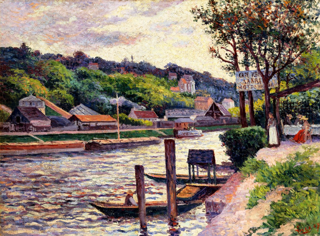 Utendørskafé på bredden av Oise, 1897 av Maximilien Luce