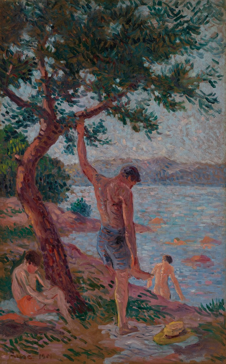 Saint-Tropez, svømmere under furuskogen av Maximilien Luce